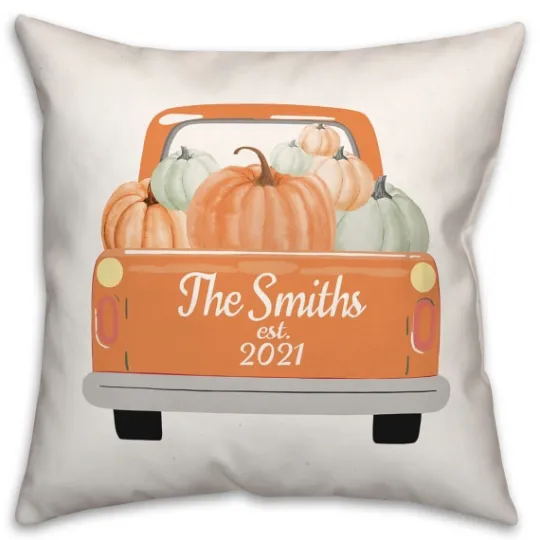 Kirkland's Home Personalized Orange Pumpkin Truck Pillow- Pillows