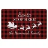 Kirkland's Home Personalized Plaid Santa Stop Here Kitchen Mat- Kitchen & Floor Mats