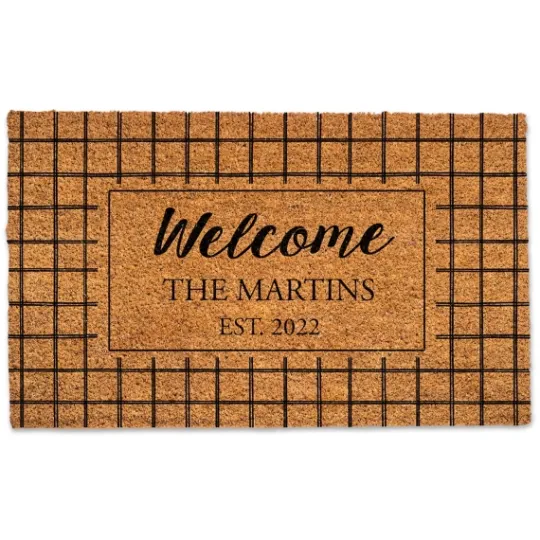Kirkland's Home Personalized Welcome Windowpane Coir Doormat- Doormats