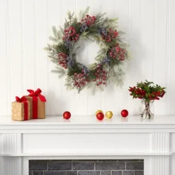 Kirkland's Home Pine And Cedar Branches With Berries Wreath- Wreaths