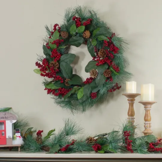 Kirkland's Home Pine Needles And Berries Wreath- Wreaths