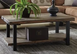 Kirkland's Home Pine Wood And Metal Coffee Table- Coffee Tables