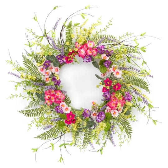 Kirkland's Home Pink And Purple Mixed Floral Wreath- Wreaths