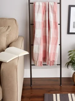 Kirkland's Home Pink And White Buffalo Check Throw- Blankets & Throws