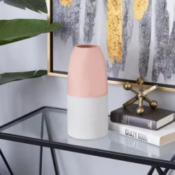 Kirkland's Home Pink And White Ceramic Vase, 11 In.- Vases