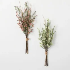 Kirkland's Home Pink And White Wax Flower Bundles, Set Of 2- Stems & Bouquets