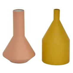 Kirkland's Home Pink And Yellow Metal Geometric Vases, Set Of 2- Vases