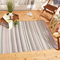 Kirkland's Home Pink Barcode Stripe Outdoor Area Rug, 4X6- Outdoor Rugs