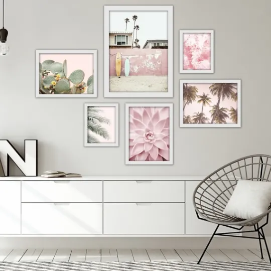 Kirkland's Home Pink Beach Photography Framed Art Prints, Set Of 6- Framed Art