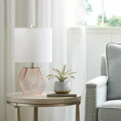 Kirkland's Home Pink Glass Stella Table Lamp- Table Lamps