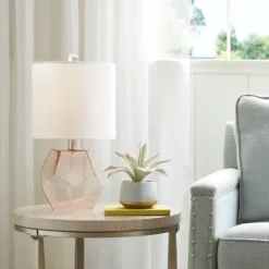 Kirkland's Home Pink Glass Stella Table Lamp- Table Lamps