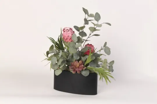 Kirkland's Home Pink Protea And Eucalyptus Arrangement In Planter- Arrangements & Greenery