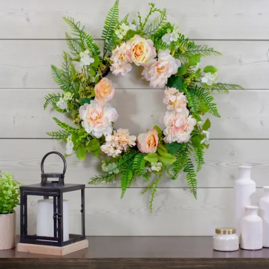 Kirkland's Home Pink Roses, Hydrangeas, And Peonies Wreath- Wreaths