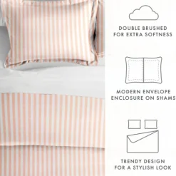 Kirkland's Home Pink Rugged Stripe 2-Pc. Twin Duvet Cover Set- Duvets