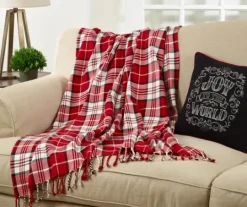Kirkland's Home Plaid Cotton Throw With Tassels- Blankets & Throws