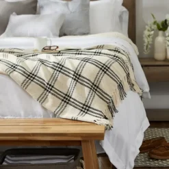 Kirkland's Home Plaid Fringe Throw- Blankets & Throws