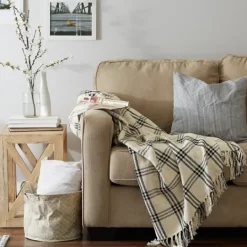 Kirkland's Home Plaid Fringe Throw- Blankets & Throws