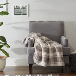 Kirkland's Home Plaid Plush Throw- Blankets & Throws
