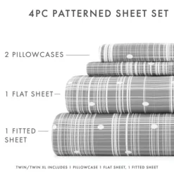 Kirkland's Home Plaid Polka Dot 3-Pc. Twin Sheet Set- Bed Sheets