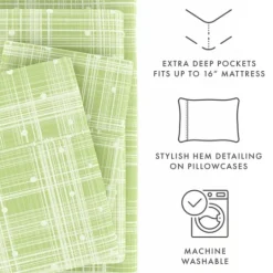 Kirkland's Home Plaid Polka Dot 3-Pc. Twin Sheet Set- Bed Sheets