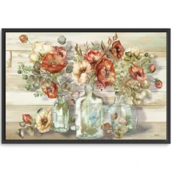 Kirkland's Home Poppies And Eucalyptus Framed Giclee Canvas Print- Canvas Art