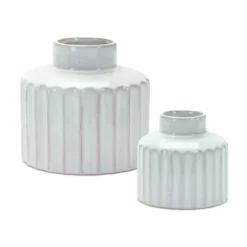 Kirkland's Home Porcelain Ribbed Vases, Set Of 2- Vases