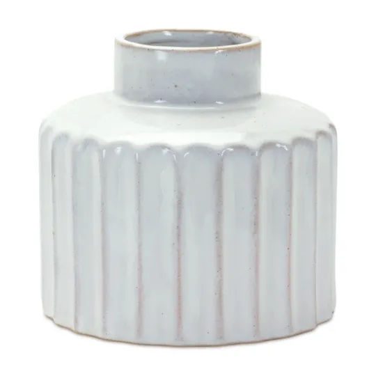Kirkland's Home Porcelain Ribbed Vases, Set Of 2- Vases