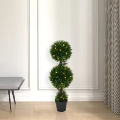 Kirkland's Home Pre-Lit Double Ball Cedar Potted Topiary- Trees & Topiaries