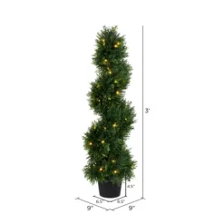 Kirkland's Home Pre-Lit Potted Spiral Pond Cypress Topiary, 3 Ft.- Trees & Topiaries