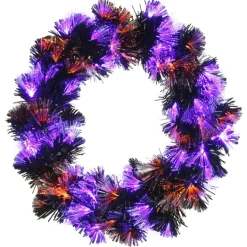 Kirkland's Home Pre-Lit Purple Fiber Optics Halloween Wreaths- Wreaths