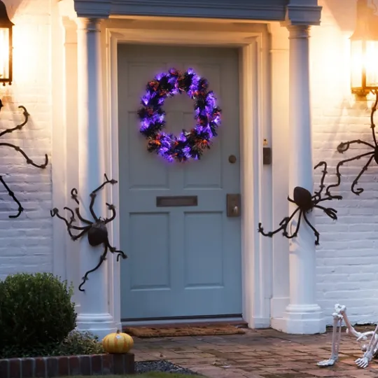 Kirkland's Home Pre-Lit Purple Fiber Optics Halloween Wreaths- Wreaths