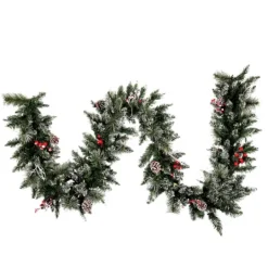 Kirkland's Home Pre-Lit Snow Tipped Berry And Pinecone Garland- Arrangements & Greenery