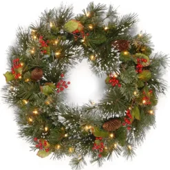 Kirkland's Home Pre-Lit Wintery Pine And Berry Christmas Wreath- Wreaths