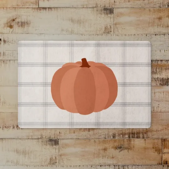 Kirkland's Home Pumpkins On Plaid Floor Mat- Kitchen & Floor Mats