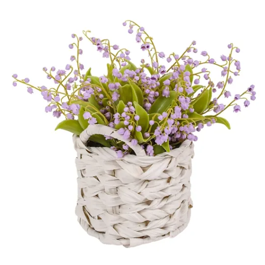 Kirkland's Home Purple Lily Of The Valley Arrangement In Basket- Arrangements & Greenery