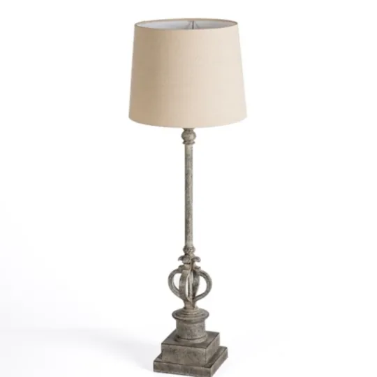 Kirkland's Home Quatrefoil Distressed Gray Buffet Lamp- Buffet Lamps