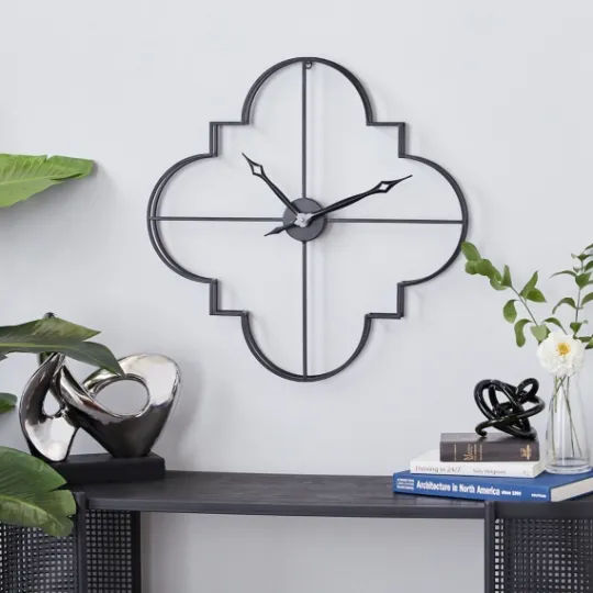 Kirkland's Home Quatrefoil Iron Cut-Out Wall Clock- Clocks
