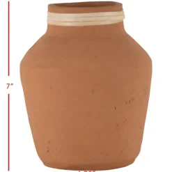 Kirkland's Home Rattan Rim Hand-Thrown Terracotta Vase- Vases