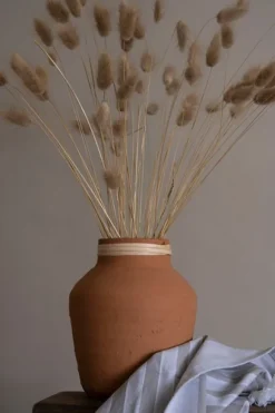 Kirkland's Home Rattan Rim Hand-Thrown Terracotta Vase- Vases