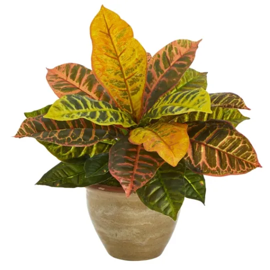 Kirkland's Home Real Touch Potted Garden Croton Plant- Trees & Topiaries
