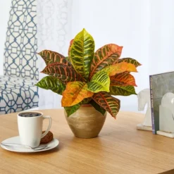 Kirkland's Home Real Touch Potted Garden Croton Plant- Trees & Topiaries