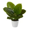 Kirkland's Home Real Touch Rubber Leaf In Ribbed White Planter- Arrangements & Greenery