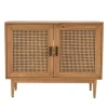 Kirkland's Home Reclaimed Pine And Woven Cane Cabinet- Cabinets & Sideboards