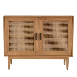 Kirkland's Home Reclaimed Pine And Woven Cane Cabinet- Cabinets & Sideboards