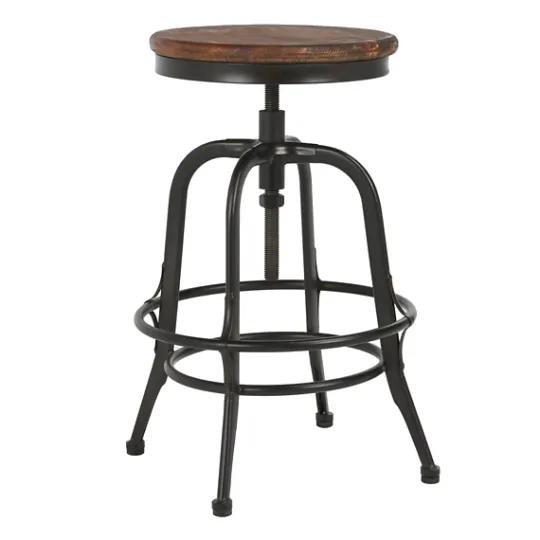 Kirkland's Home Reclaimed Pine Wood Adjustable Counter Stool- Bar Stools & Counter Height Stools