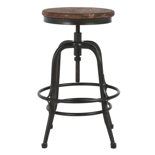 Kirkland's Home Reclaimed Pine Wood Adjustable Counter Stool- Bar Stools & Counter Height Stools