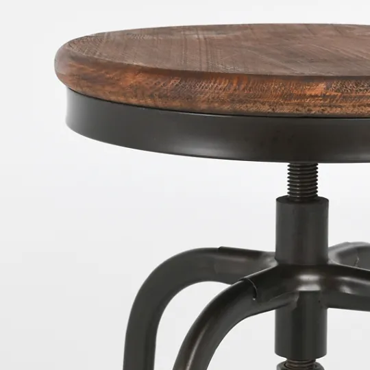 Kirkland's Home Reclaimed Pine Wood Adjustable Counter Stool- Bar Stools & Counter Height Stools