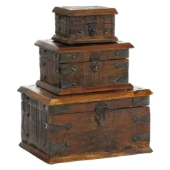 Kirkland's Home Reclaimed Wood Antique Box Set, Set Of 3- Baskets & Boxes