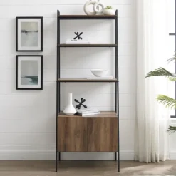 Kirkland's Home Reclaimed Wood Modern Ladder Bookcase With Cabinet- Bookshelves