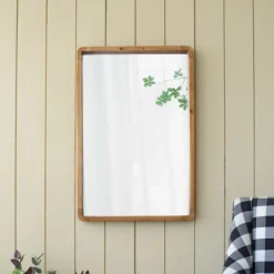 Kirkland's Home Rectangle Light Brown Wood Wall Mirror- Decorative Mirrors